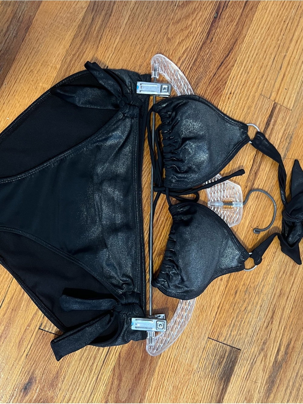 Shimmer Black Women's Bikini Set - Sleek Two-Piece Swimwear